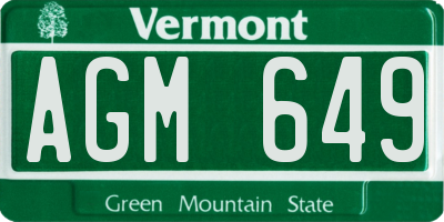 VT license plate AGM649