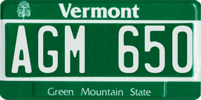 VT license plate AGM650