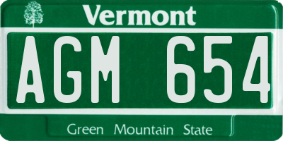 VT license plate AGM654