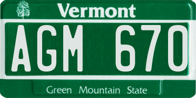 VT license plate AGM670