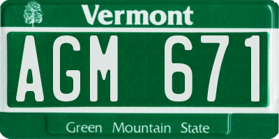 VT license plate AGM671