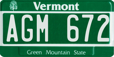 VT license plate AGM672