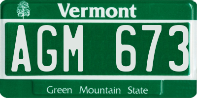 VT license plate AGM673