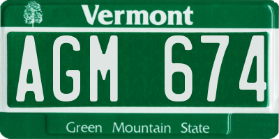 VT license plate AGM674