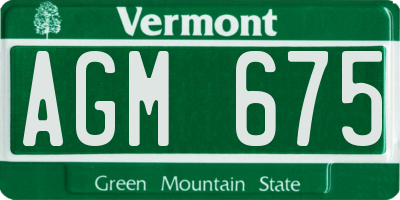 VT license plate AGM675