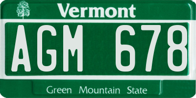 VT license plate AGM678