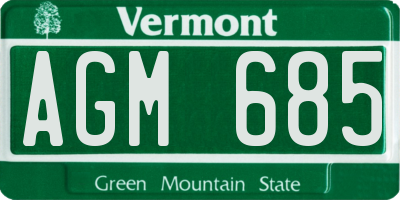 VT license plate AGM685
