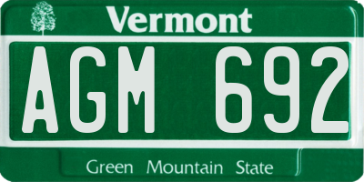 VT license plate AGM692