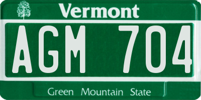 VT license plate AGM704