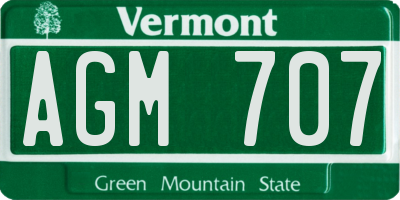 VT license plate AGM707