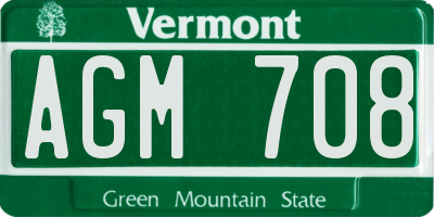 VT license plate AGM708