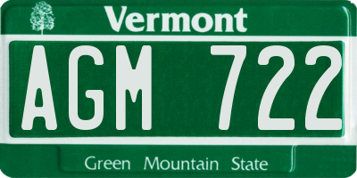 VT license plate AGM722