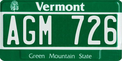 VT license plate AGM726
