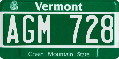 VT license plate AGM728