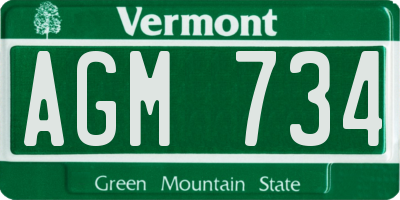 VT license plate AGM734