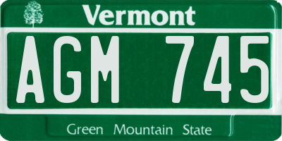 VT license plate AGM745