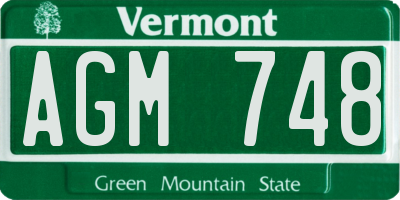 VT license plate AGM748