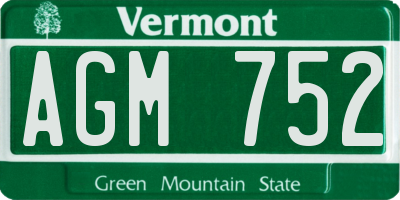 VT license plate AGM752