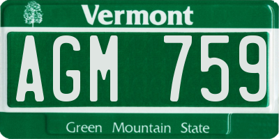 VT license plate AGM759