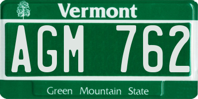 VT license plate AGM762