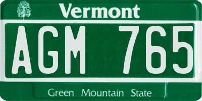 VT license plate AGM765
