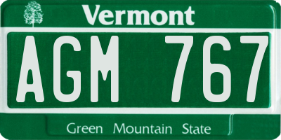 VT license plate AGM767
