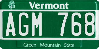VT license plate AGM768