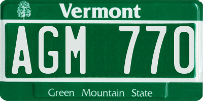 VT license plate AGM770