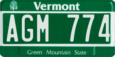VT license plate AGM774