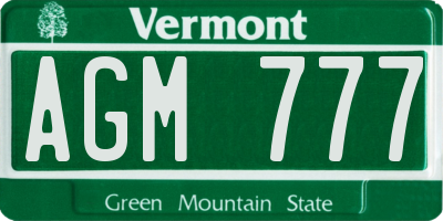 VT license plate AGM777