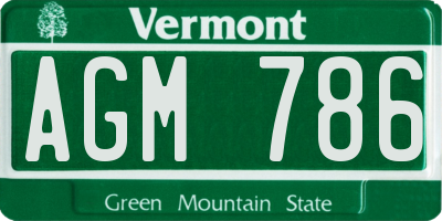 VT license plate AGM786