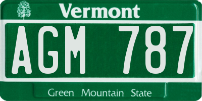 VT license plate AGM787
