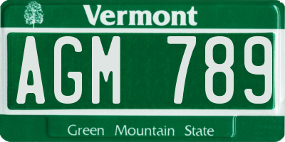 VT license plate AGM789