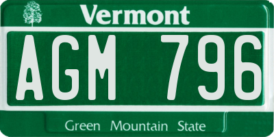 VT license plate AGM796