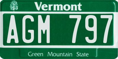 VT license plate AGM797