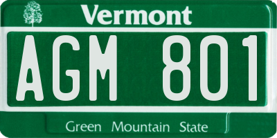 VT license plate AGM801