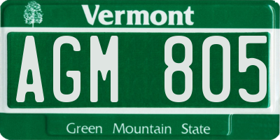 VT license plate AGM805