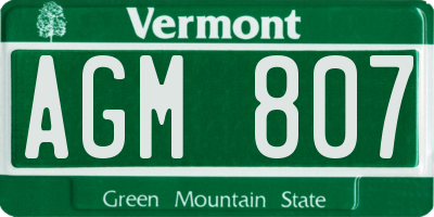 VT license plate AGM807