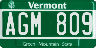VT license plate AGM809
