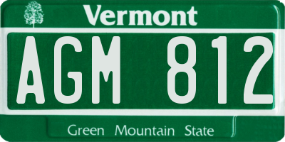VT license plate AGM812