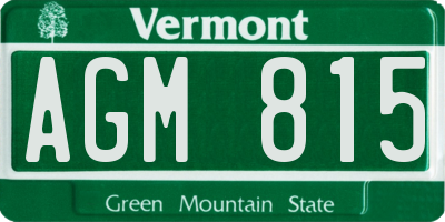 VT license plate AGM815
