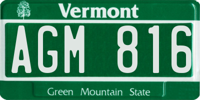 VT license plate AGM816
