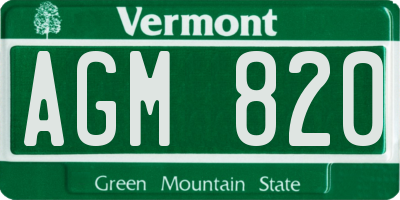 VT license plate AGM820