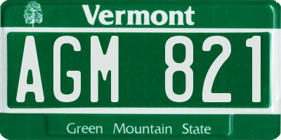 VT license plate AGM821