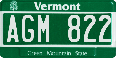 VT license plate AGM822