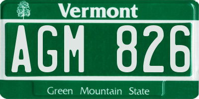 VT license plate AGM826