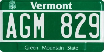 VT license plate AGM829