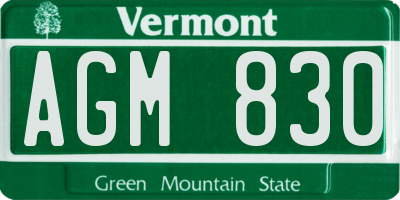 VT license plate AGM830