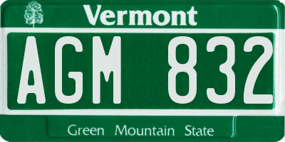 VT license plate AGM832