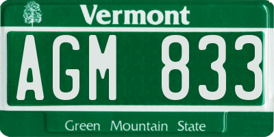 VT license plate AGM833